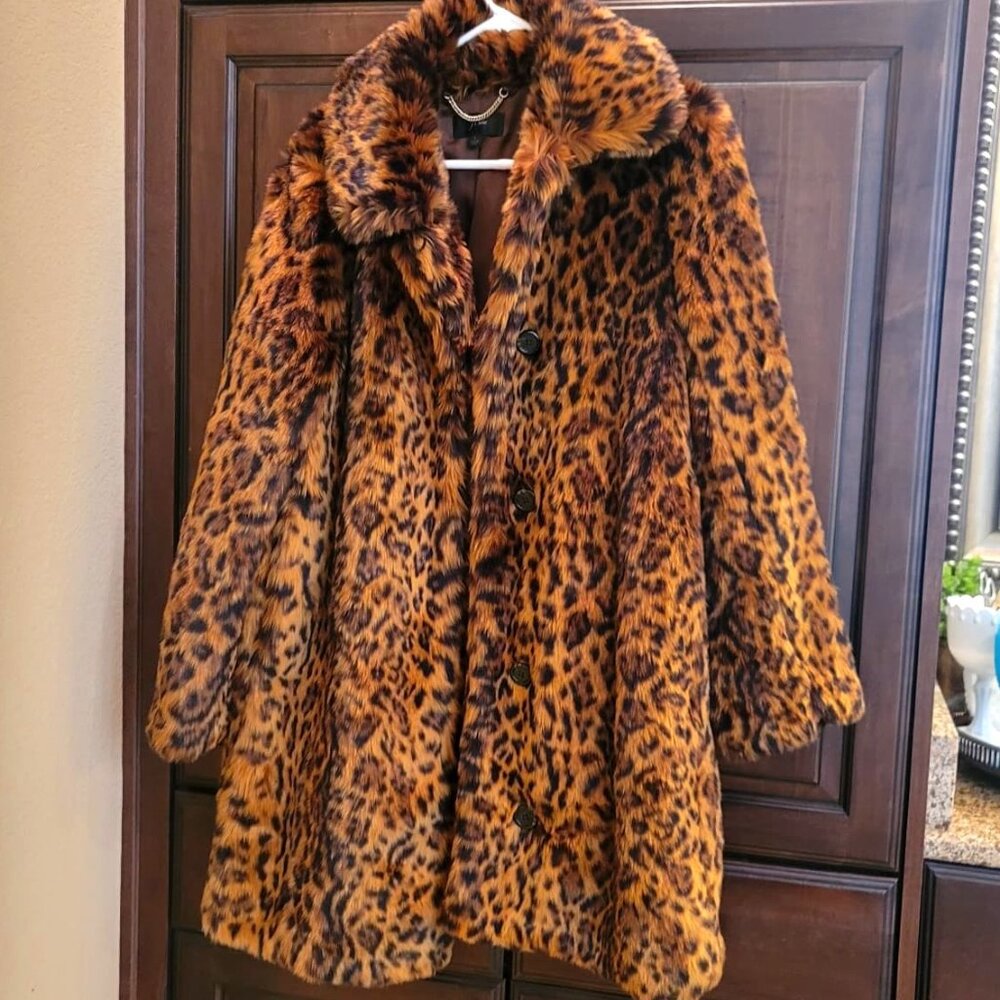 J. Crew Collection Faux Fur Leopard Coat